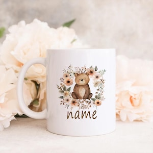 Cute Teddy Bear Mug, Personalized Teddy Bear Mug, Custom Name Mug, Bear Lover Gift, Kids Mug, Adorable Coffee Cup, Birthday Gift for Her