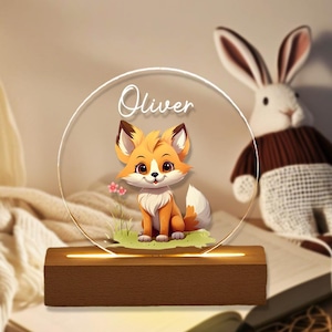 Fox Night Light, Personalized Fox LED Light, Custom Name Lamp, Kids Bedroom Decor, Birthday Gift for Kids, Cute Fox Frame, Fox Lover Gift