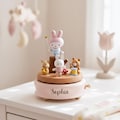 Personalized Bunny Music Box, Engraved Name Wooden Keepsake, Cute Music Box for Kids, Baby Toy, Children's Day Gift