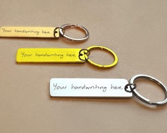 Gepersonaliseerde handschriftsleutelhanger | Aangepaste gravure | Roségoud, goud, zilver | Aangepaste roestvrijstalen sleutelhanger
