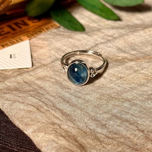 Blue Glacier Kyanite Ring in Sterling Silver | Minimalist Design Natural Gemstone Ring | Premium Handmade Elegant Gift | Wedding Ring