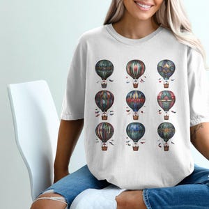 Vintage Hot Air Balloon T-Shirt, Retro Balloon Design Tee, Colorful Hot Air Balloon Graphic Shirt, Unique Balloon Print T-Shirt, Gift for