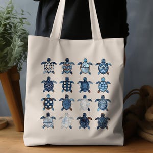 Sea Turtle Tote Bag, Eco Friendly Tote Bag, Beach Bag, Reusable Shopping Bag, Cute Sea Turtle Gift, Ocean Theme, Sea Life Accessories