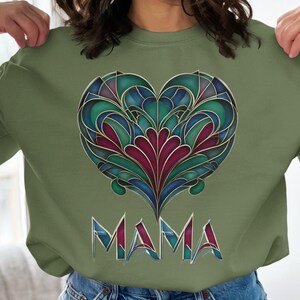 Colorful Heart Mama Sweatshirt: Art Style Pullover, Gift for Moms