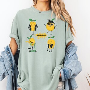 Funny Mango TShirt, Cool Mango Graphic Tee, Cute Summer Shirt, Cartoon Mango Characters TShirt, Unique Fruit Lover Gift, Comfy Casual Wear