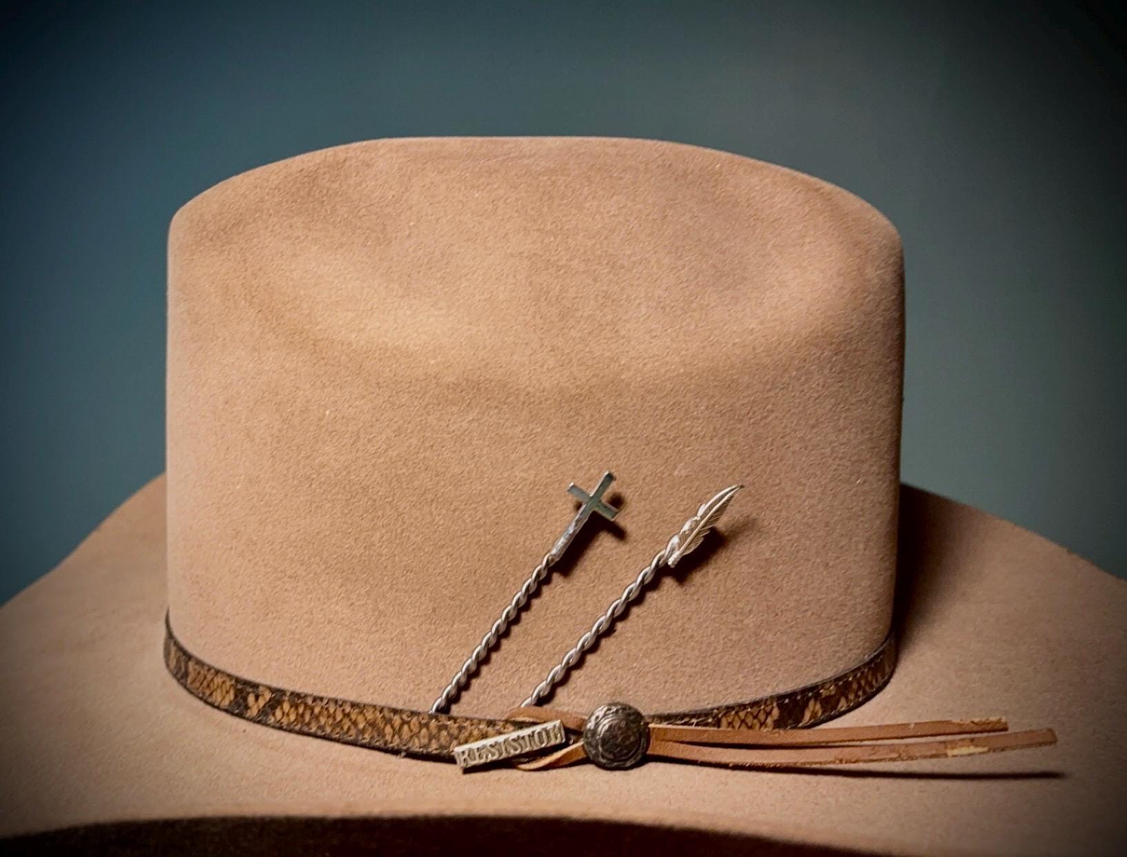 Hat Texas Felt  with Feather Trim (H049) Texas Hat Feather - Etsy main image 2