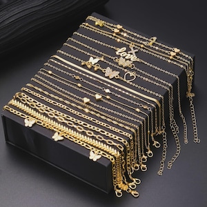 18Pcs Summer Beach Anklet Set For Women, Crystal Pendant, Foot Bracelets Fashion, Jewelry Gift