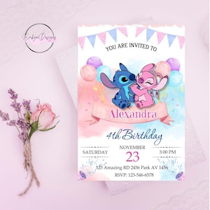 Faire-part de point, invitations de fête d'anniversaire imprimables, carte d'anniversaire numérique ange et point d'invitation de fête d'enfants garçons filles