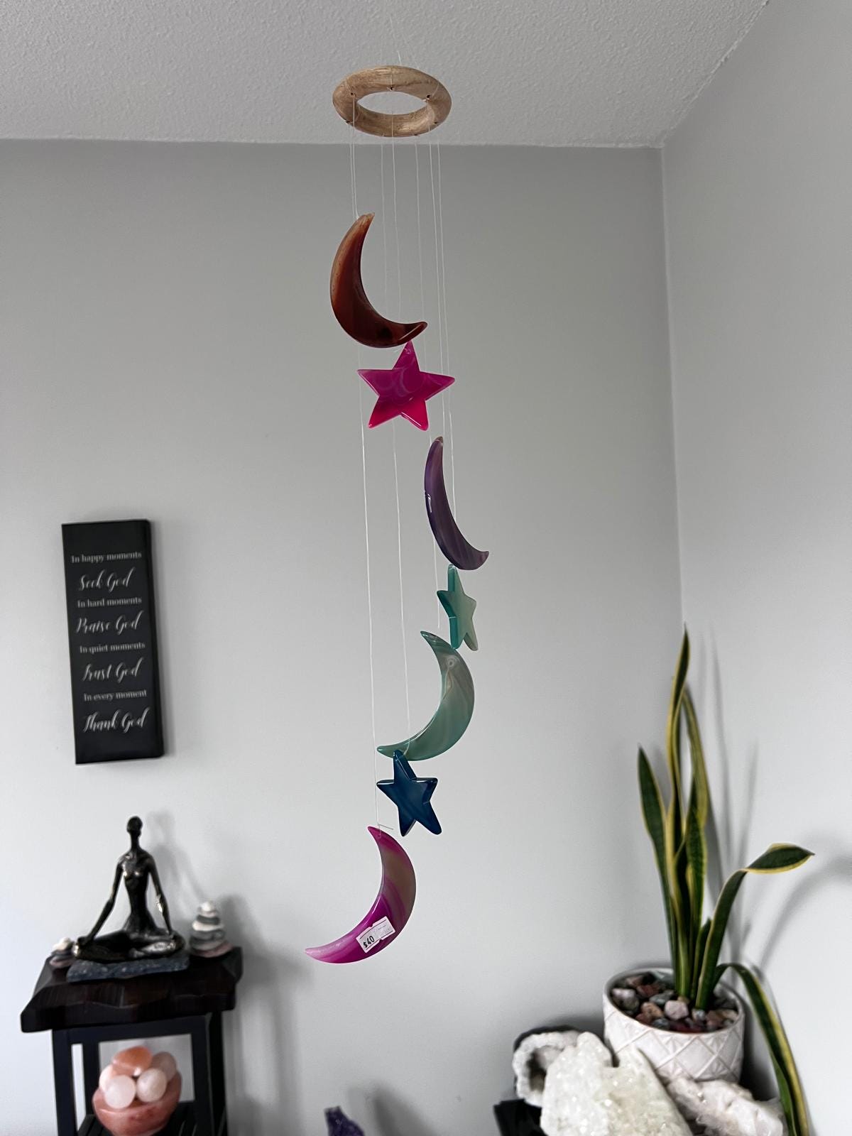 Celestial Agate Wind Chime – Moon & Star Crystal Harmony