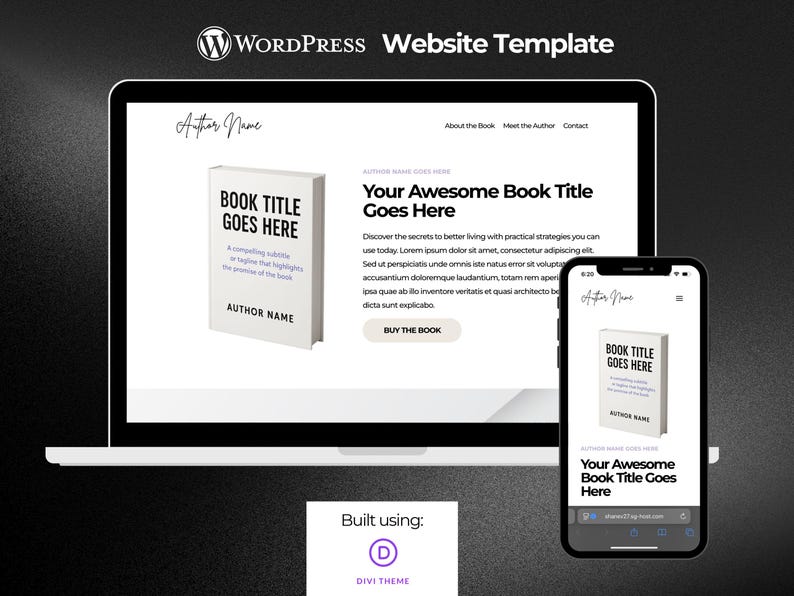 Divi Wordpress Author Website Template: Book Marketing Theme - Etsy