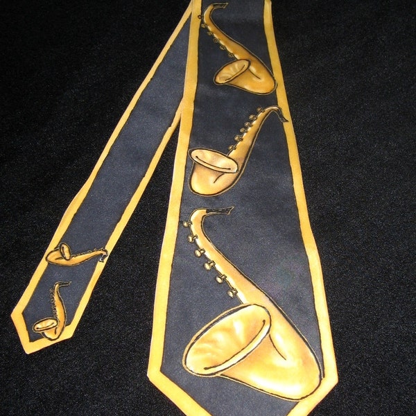 Silk Tie "JaZZ" Custom Order Hand painted
