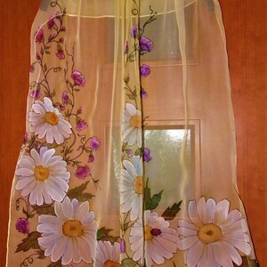 Silk Chiffon Scarf Custom order Hand painted Flower of the Month April image 3