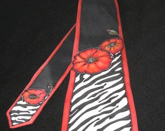 Silk Tie  "Zebrarium II" Custom ORDER Hand Painted