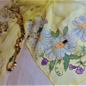 Silk Chiffon Scarf Custom order Hand painted Flower of the Month April image 4