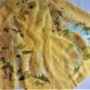 Silk Chiffon Scarf Custom order Hand painted Flower of the Month April image 2