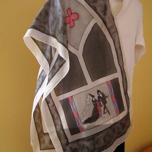 Silk scarf &quot;Gothic Window&quot;, Hand painted