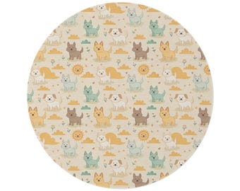 Dog Mom Puppy Love Round Rug | Dog Lover Nursery Kids Room Christmas