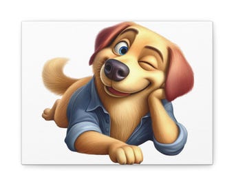 Playful Dog Canvas Print, Pet Lover Decor, Animal Art, Home Wall Art, Gift for Dog Owners