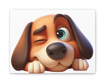 Whimsical Dog Canvas Art, Cute Puppy Print for Home Decor, Pet Lover Gift, Nursery Wall Art, Animal Wall Decor