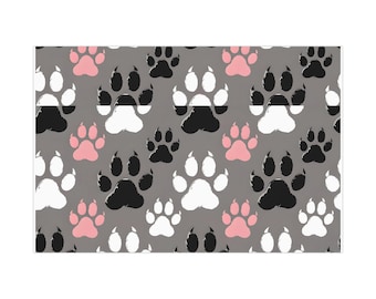 Carta da regalo con impronta di zampa, carta da imballaggio per amanti degli animali, tema animali carini, carta da regalo per compleanni, carta da regalo per le feste, design con zampa di cane e gatto