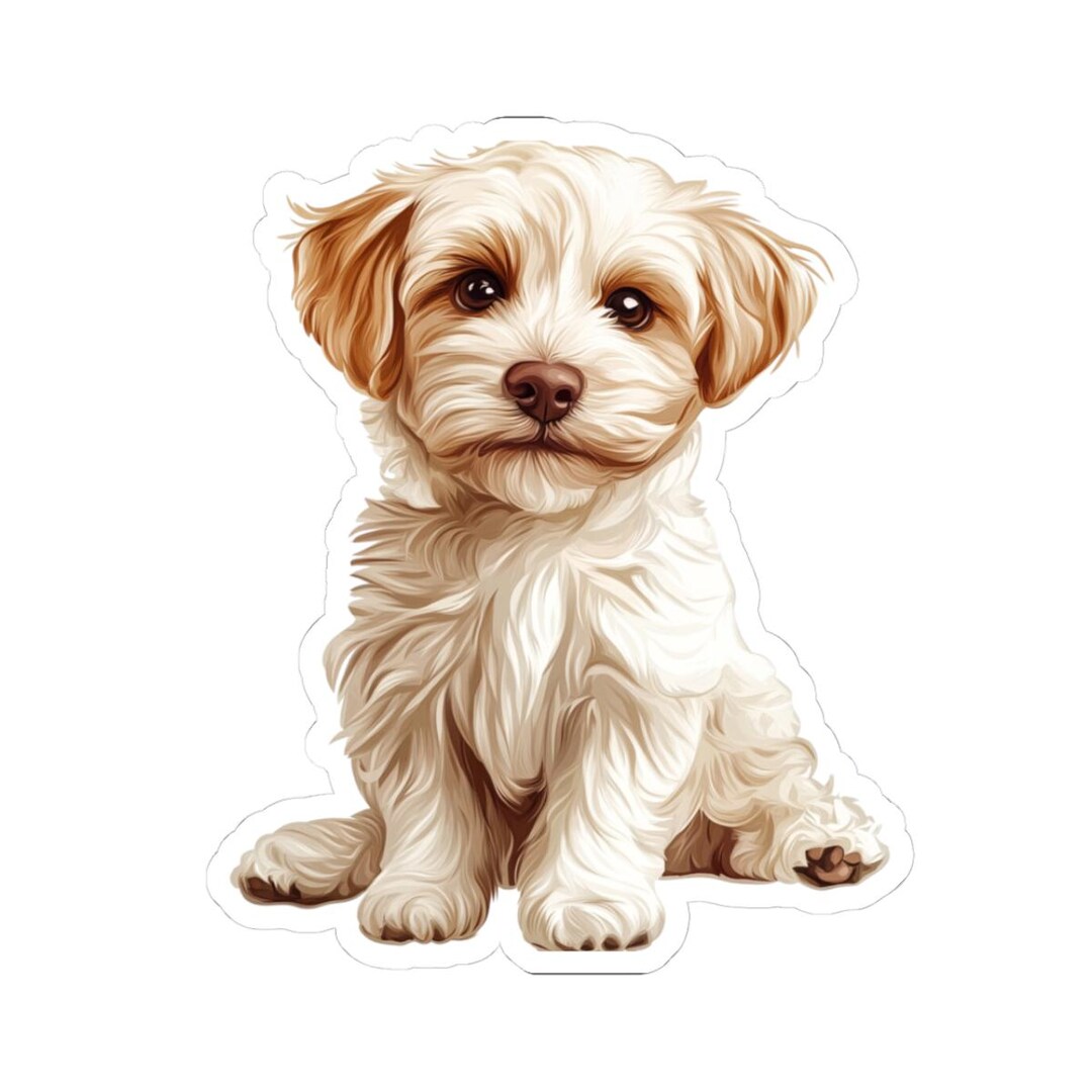 Cute Fluffy Puppy Sticker | Kiss-cut Sticker, Dog Decal, Laptop Sticker ...