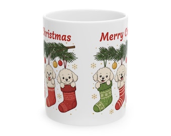 Ceramic Mug, Merry Christmas Puppy Love Festive Fun Dog Lover Gifts, Holiday Coffee Cup, Christmas Dog Owner Gift, Cute Christmas Pet Mug,