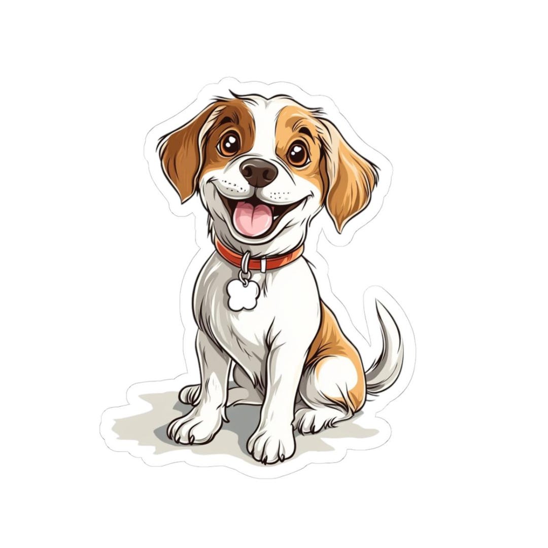 Happy Smiling Puppy Sticker | Kiss-cut Dog Vinyl Sticker - Etsy