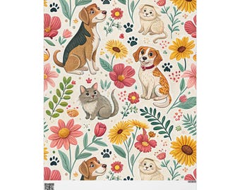 Papeles de regalo para amantes de los gatos y perros / Patrón de animales para amantes de las mascotas