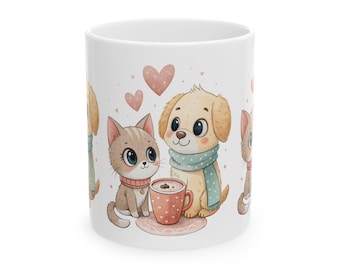 Dog Mom Cat Mom Typography Mug | Dog Lover Cat Lover Ceramic Mug