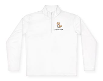 Personalizowana bluza z nadrukiem uroczej łapy Shiba Inu, z zamkiem błyskawicznym 1/4 | Niestandardowe imię