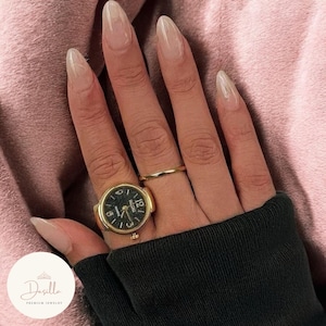 Mini Vintage Watch Ring: Functional Adjustable Clock Ring, Retro Jewelry