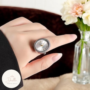 Stone-Accented Ring Watch: Vintage-Inspired Finger Timepiece