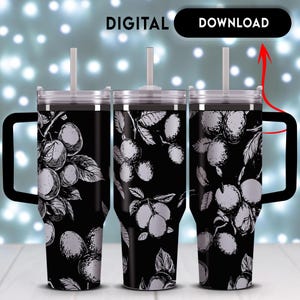 Lemons Laser Engraved Full Wrap, 40 oz Tumbler Wrap, Personalized Tumbler, seamless pattern, custom stanley, SVG Wrap For Laser Rotary
