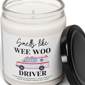 Funny EMT Candle, Paramedic Graduation Gift, Wee Woo Ambulance Driver Candle, First Responder Appreciation, EMS Student Gift