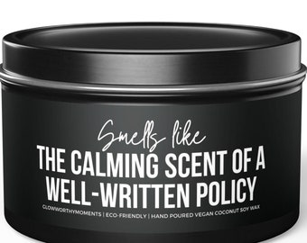 Funny Insurance Policy Analyst Soy Wax Candle, Legal Counsel Human Resources Gag Gift, Colleague Project Manager HR Office Team Present 2025