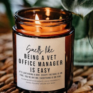 Funny Veterinarian Office Manager Soy Wax Candle, Vet Tech Nurse Staff Thank You Appreciation Gag Gift, Doctor Veterinary Med School 2025