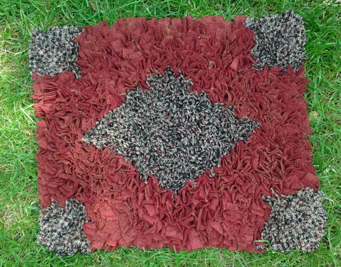 Rag Rug proggy rug Floor rugzero waste wool rug Etsy