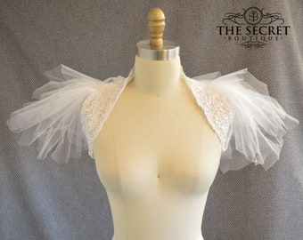 Bridal capelet/wedding shrug/tulle neck piece/Angel shrug/tulle shrug/couture neck piece