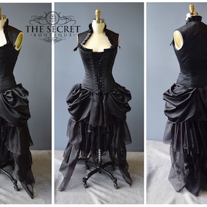 Black Gothic corset dress high low custom made masquerade wedding dress by The Secret Boutique