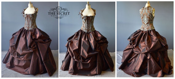 Steampunk Wedding Dress, Victorian Corset Dress, Steampunk Gown