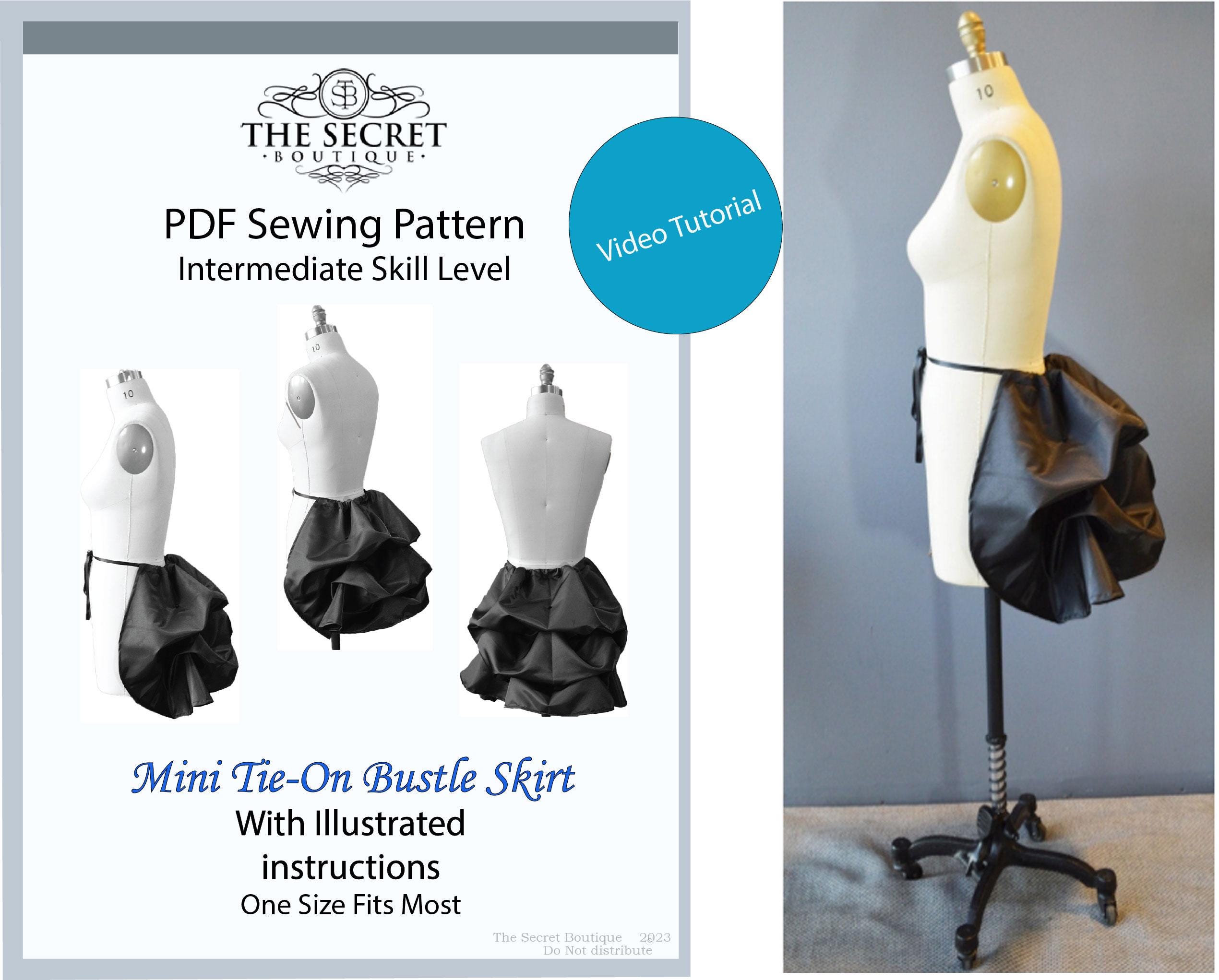 Sewing Pattern how to make a mini bustle overskirt belt pdf printable
