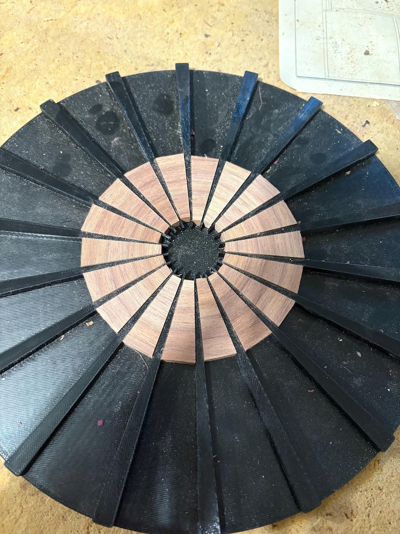 Segmented Wood Bowl Turning Wedgie Jig Base Plate, Open Segment Wedge Woodworking Template Tool image 2