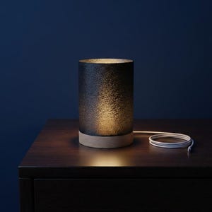 Lampada da tavolo e comodino - Base per lampada LED rotonda in legno moderna e accogliente con paralume