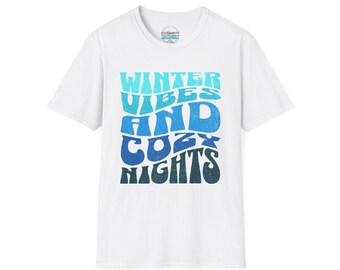 Winter Vibes and Cozy Nights T-Shirt | Retro Blue Typography