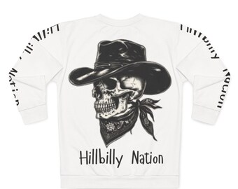 Hillbilly Nation Unisex Sweatshirt - Edgy Western Skull Design
