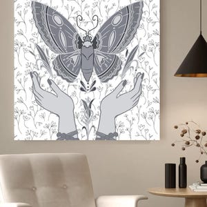 Elegantes carteles enrollados con polillas para amantes de la naturaleza: decoración elegante para el hogar y el dormitorio