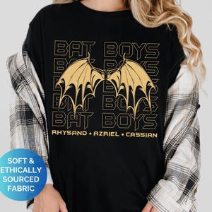 ACOTAR-shirt | Vleermuis-T-shirt voor jongens | ACOTAR Gifts - Shirt voor Sarah J. Maas-fans, met je favoriete Illyriërs Cassian, Azriel en Rhysand