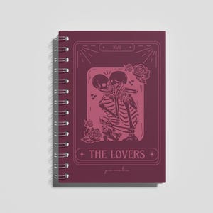 The Lovers Tarot Personalized Gothic Journal - Aesthetic Skull Art, Perfect for Dreamers, Journaling, Gift for Him/Her, Witchy Decor