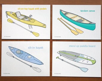 Cartoline in barca ricreative (set di 4)