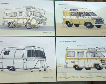 RV Classic postcards (set of 4)